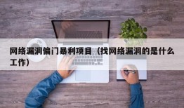 网络漏洞偏门暴利项目（找网络漏洞的是什么工作）