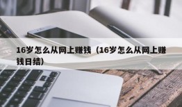 16岁怎么从网上赚钱（16岁怎么从网上赚钱日结）